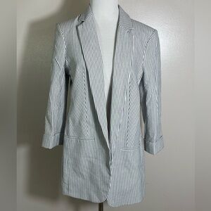 Express Boyfriend Style Striped Women's Blazer w/ Three Quarter Sleeves